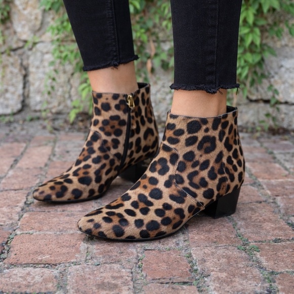 J. Crew Shoes - J. CREW Leopard Print Calf Hair Ankle Boots, 7